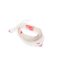 White scarf with red dots on a white background