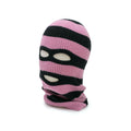 ENIGMA Black and pink striped balaclava on a white background