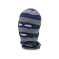ENIGMA blue and grey striped balaclava on a white background