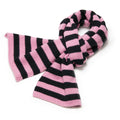 Pink and black striped scarf on a white background
