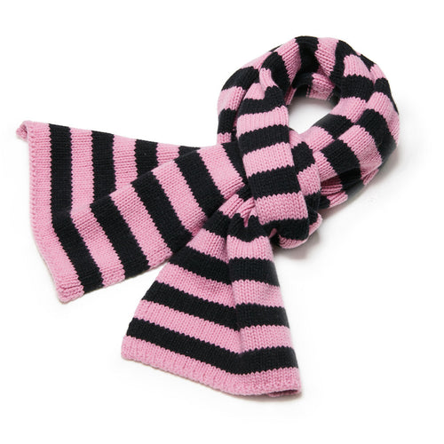 Pink and black striped scarf on a white background