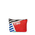 Pouch with red and blue design and 'T90' branding on a white background