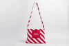 Red and white striped shoulder-bag with RACE LEADER logo
