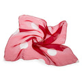 Red scarf with white polka dots on a white background